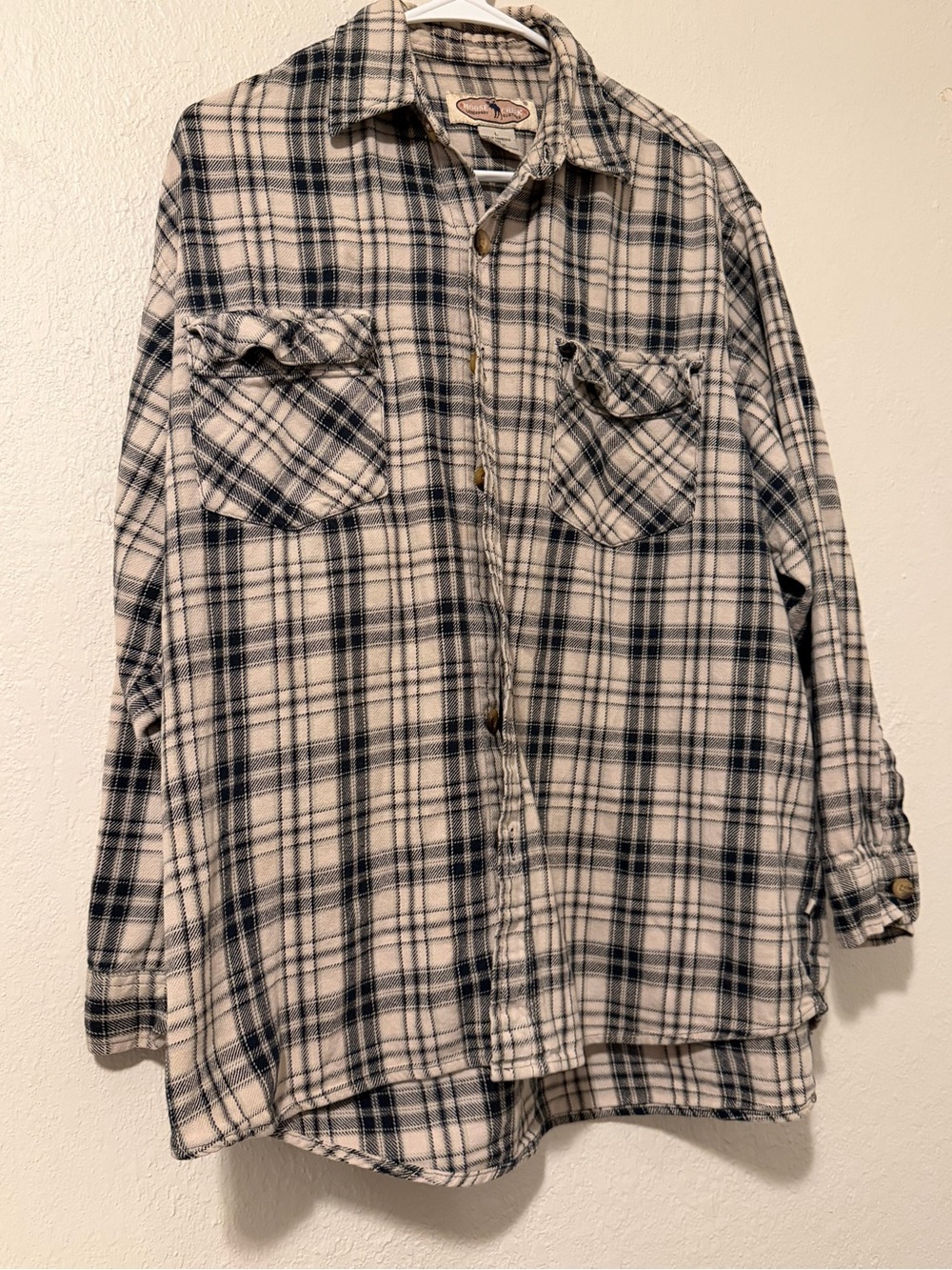Moose Creek Men's Plaid Flannel Shirt Jacket - Black & Cream